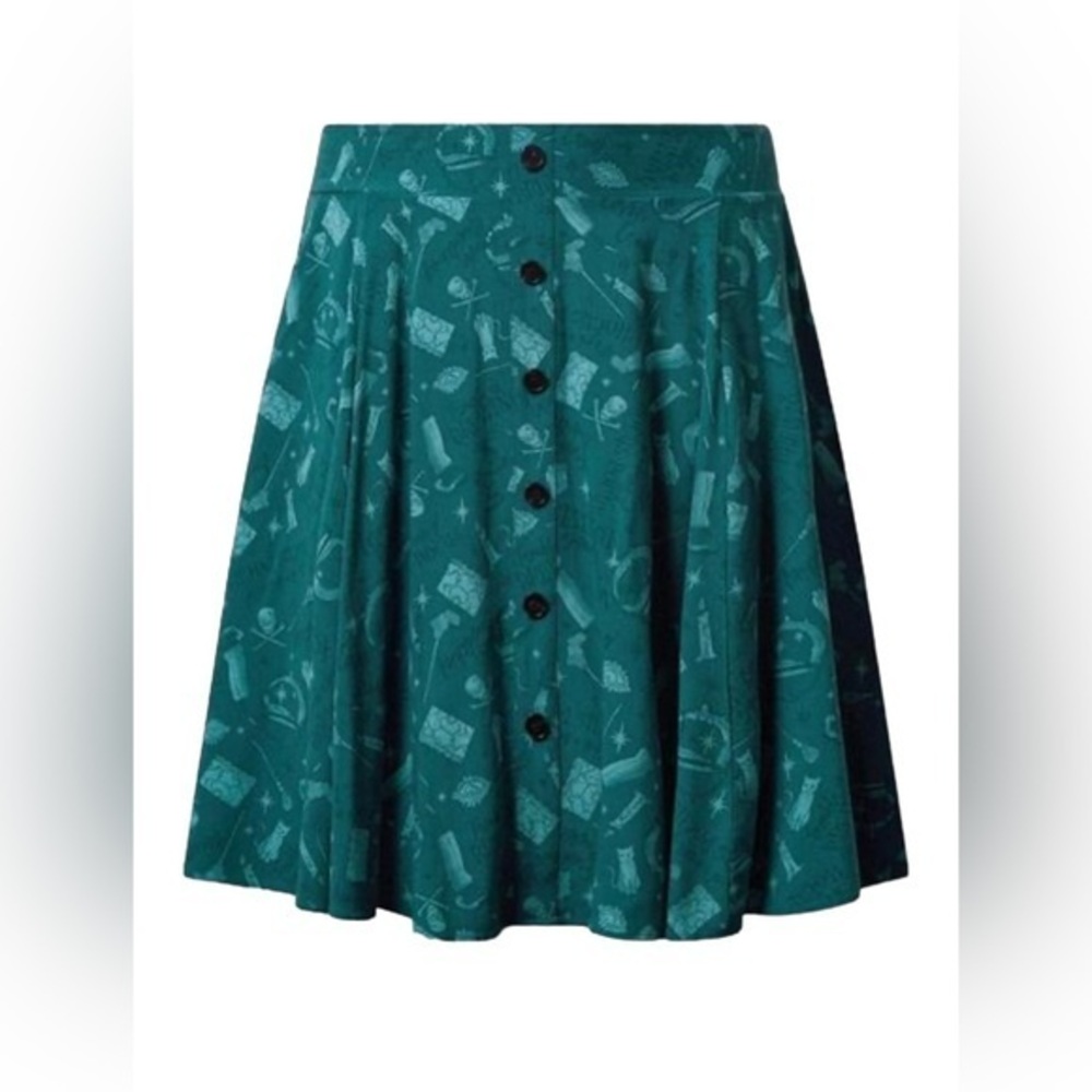 Torrid Disney Hocus Pocus Mini Challis Button Front skirt teal size‎ 1X 2X